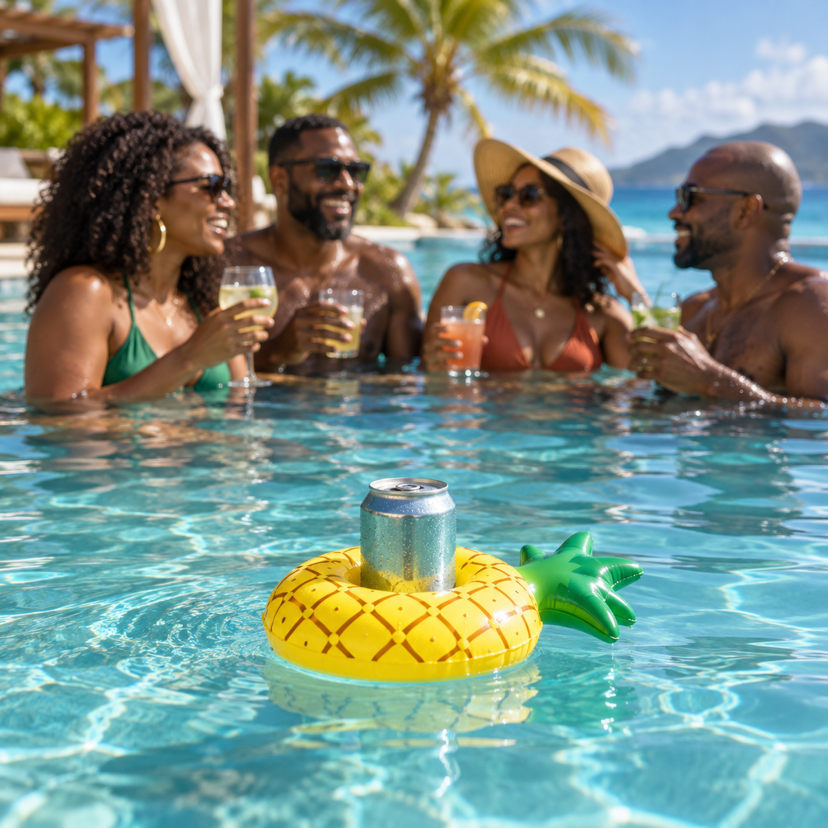 Fête tropicale au bord de la piscine