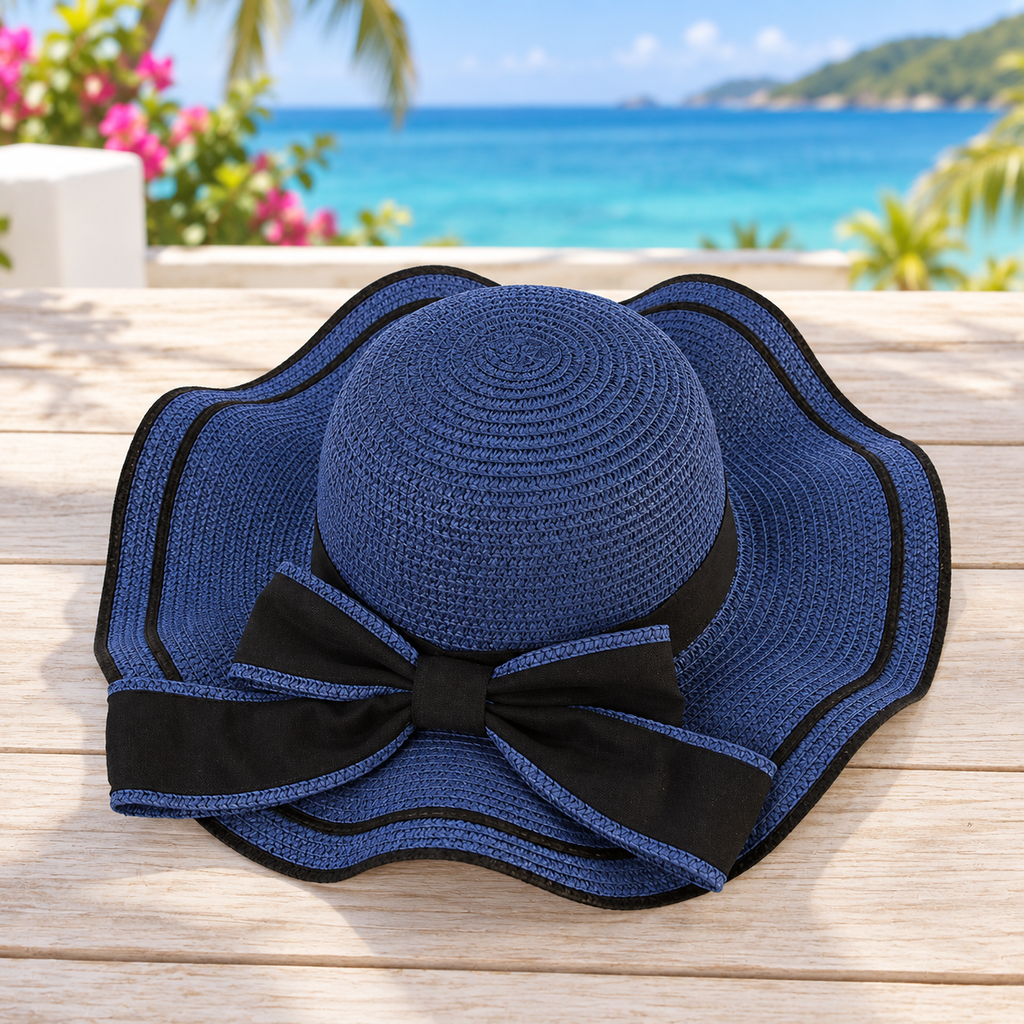 Chapeau de plage bleu marine