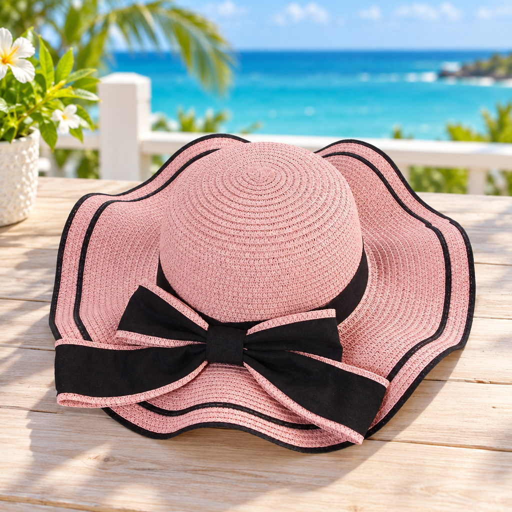 Chapeau de plage rose