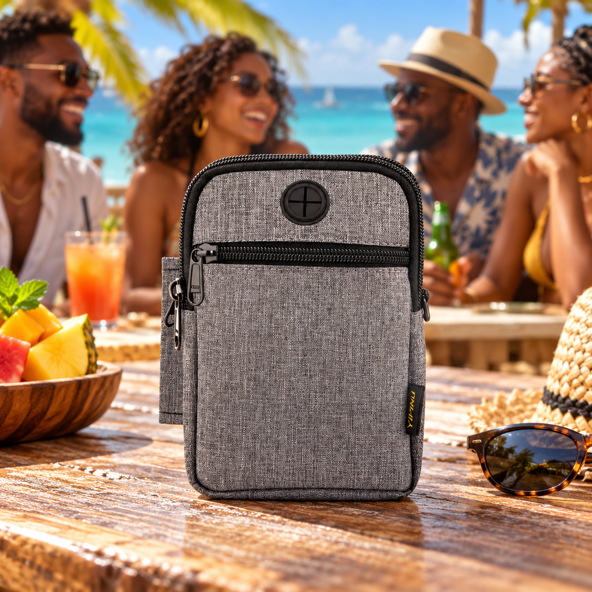 Pochette de voyage compacte multi-compartiments — ambiance caribéenne