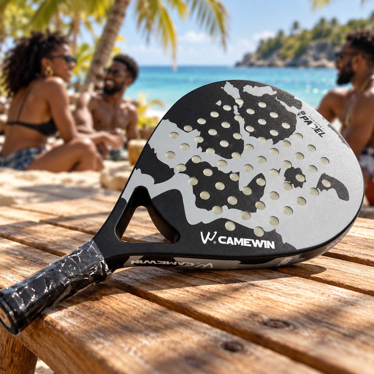 Raquette de beach tennis avec housse — ambiance caribéenne