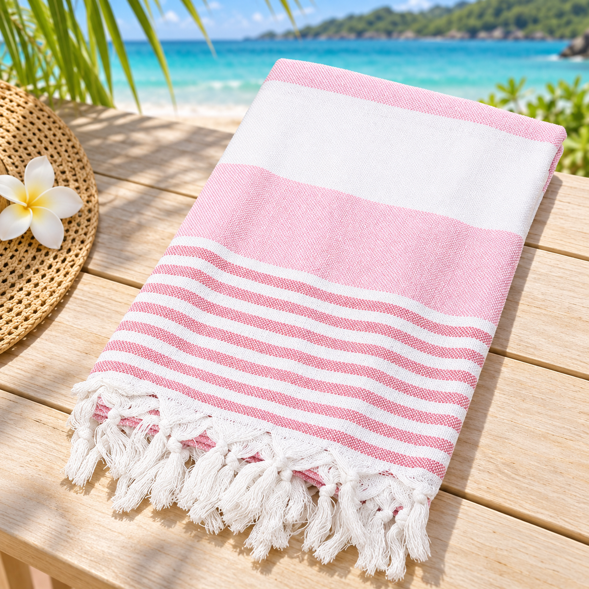 Grande serviette de plage rose